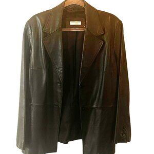 Valerie Stevens Size XL Vintage Blazer Black Lamb Leather Jacket